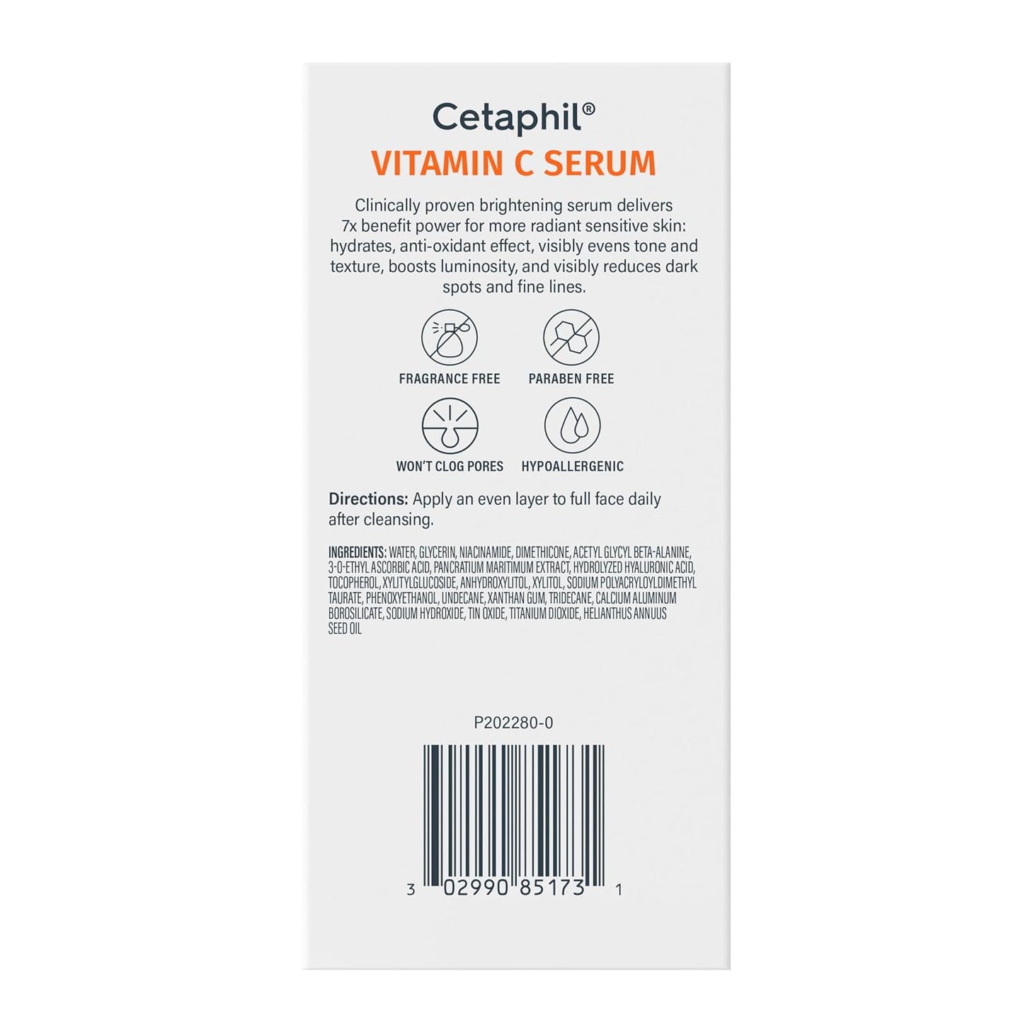 Cetaphil Suero de vitamina C, reduce visiblemente el aspecto de las manchas oscuras y la hiperpigmentación, formulado con niacinamida, diseñado para pieles sensibles, sin fragancia, probado por
