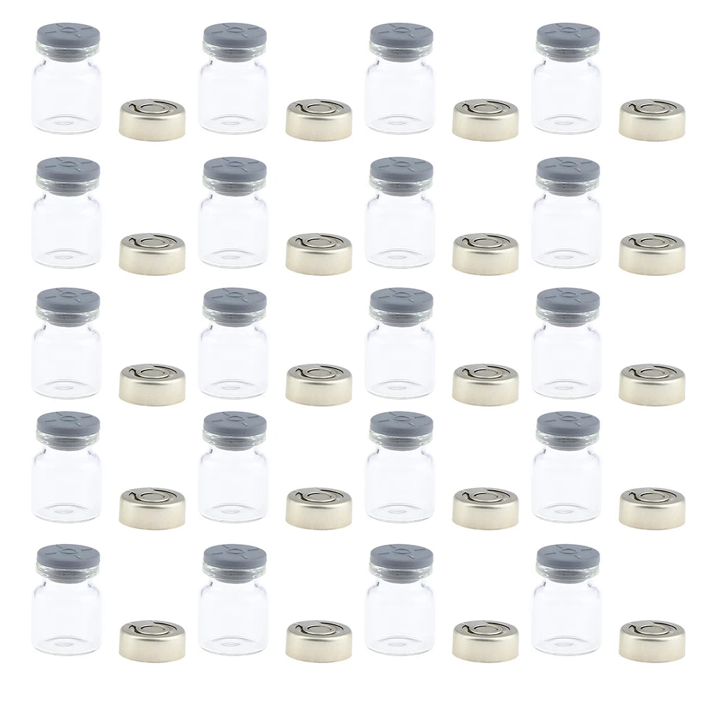 Frascos de suero sellados de vidrio estéril, botellas vacías de 20 piezas, envases de líquidos transparentes