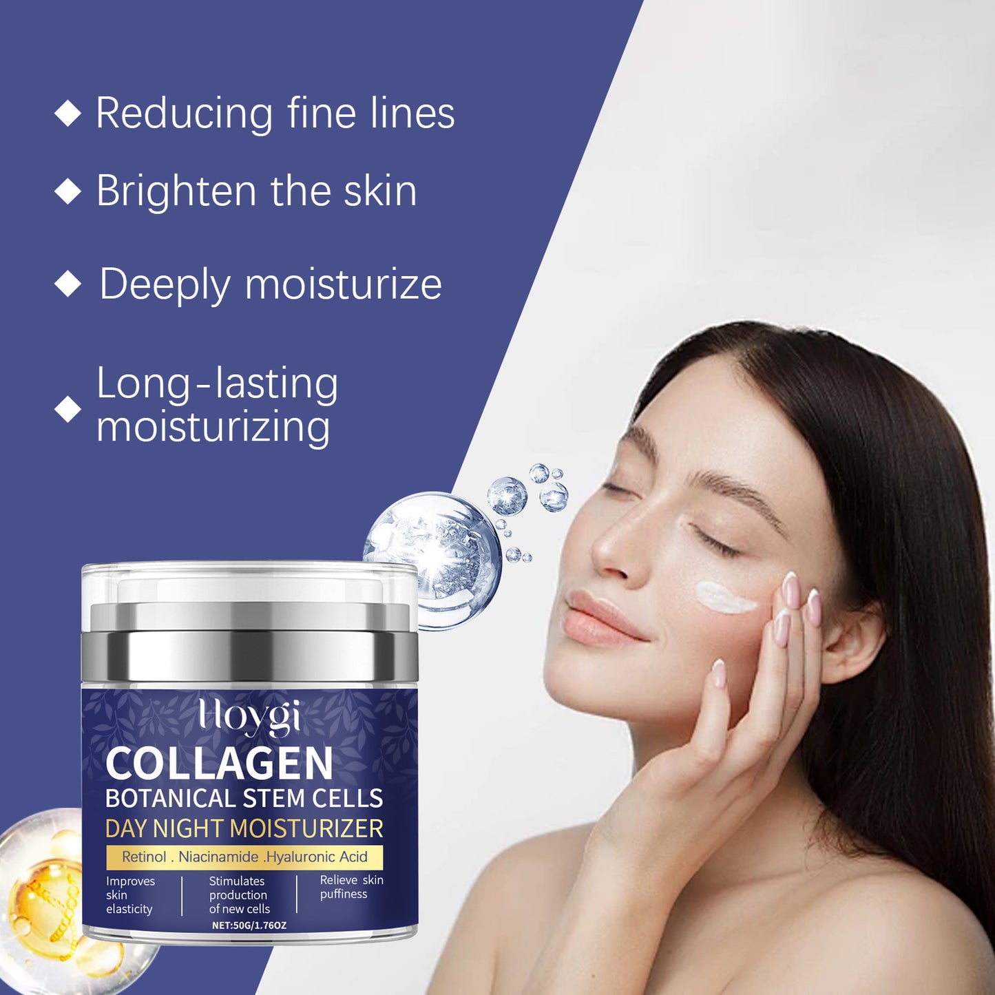 Crema Hidratante Facial de Retinol Hoygi, Crema para el Cuidado de la Piel Hidratante y Nutritiva de Esencia de Colágeno y Retinol.