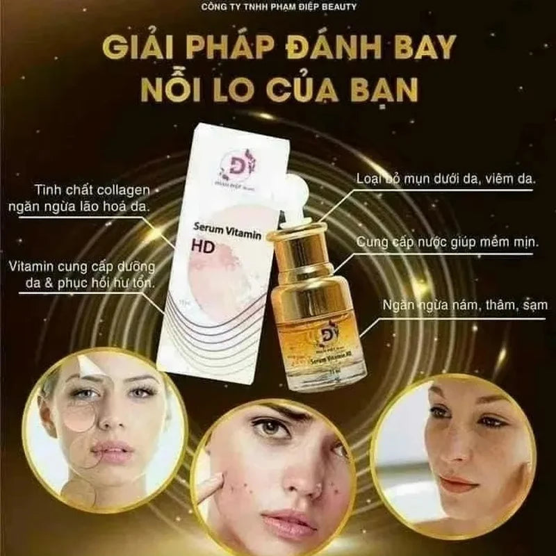 Suero vitamina HD Phm ip 15ml Nuôi danyang làn da mm mn, trng hng r, Se khít lchân lông, Cp m cp tc