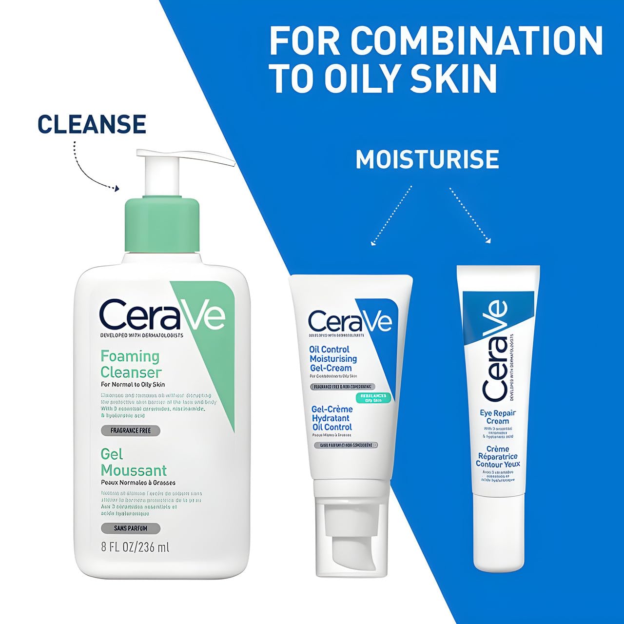 CeraVe Gel-Crema Hidratante de Control de Aceite, Hidratante Facial para Piel Grasa, Niacinamida, Ácido Hialurónico y Tecnología de Absorción de Aceite Para Reequilibrar la Piel Grasa, No Comedogénica