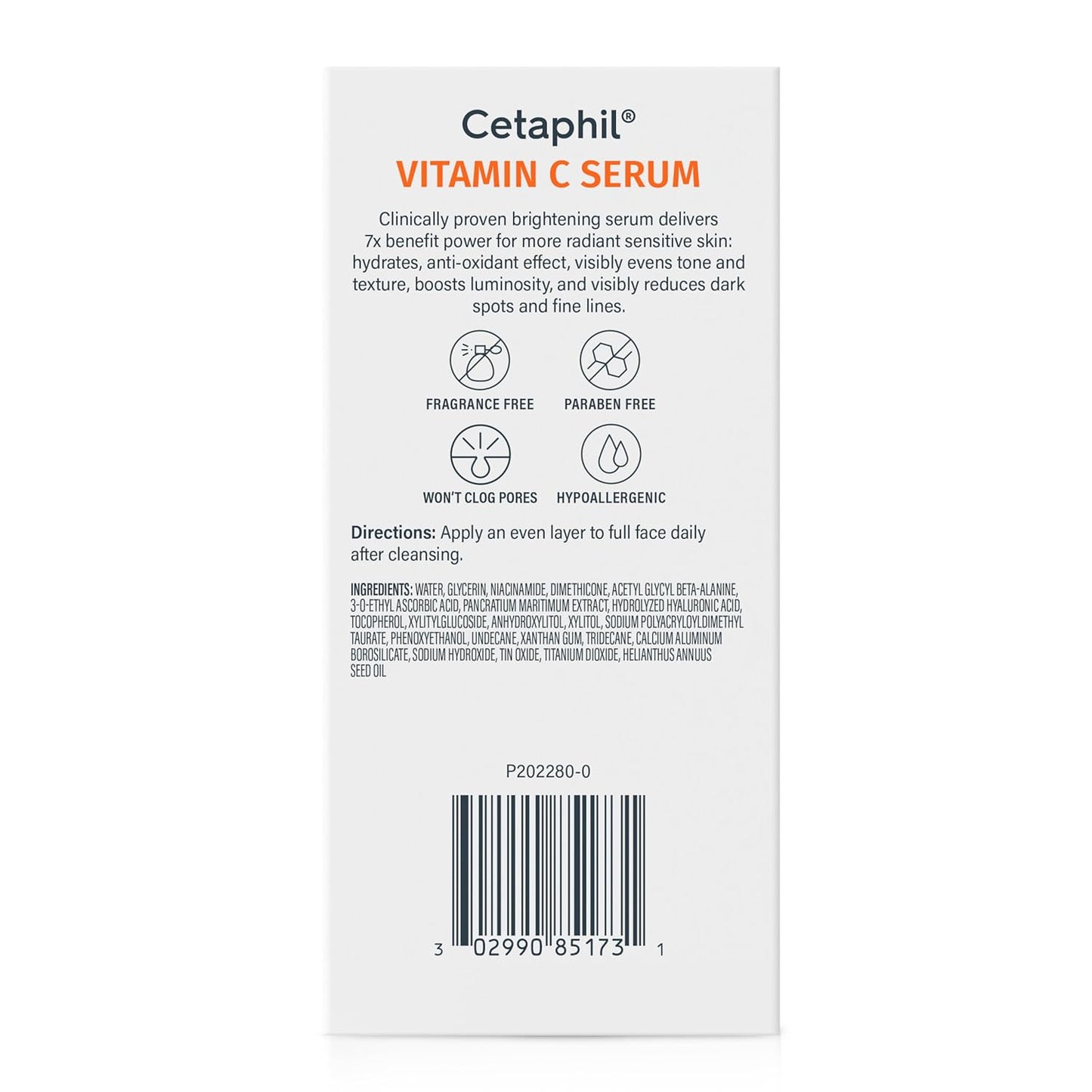 Cetaphil Suero de vitamina C, reduce visiblemente el aspecto de las manchas oscuras y la hiperpigmentación, formulado con niacinamida, diseñado para pieles sensibles, sin fragancia, probado por