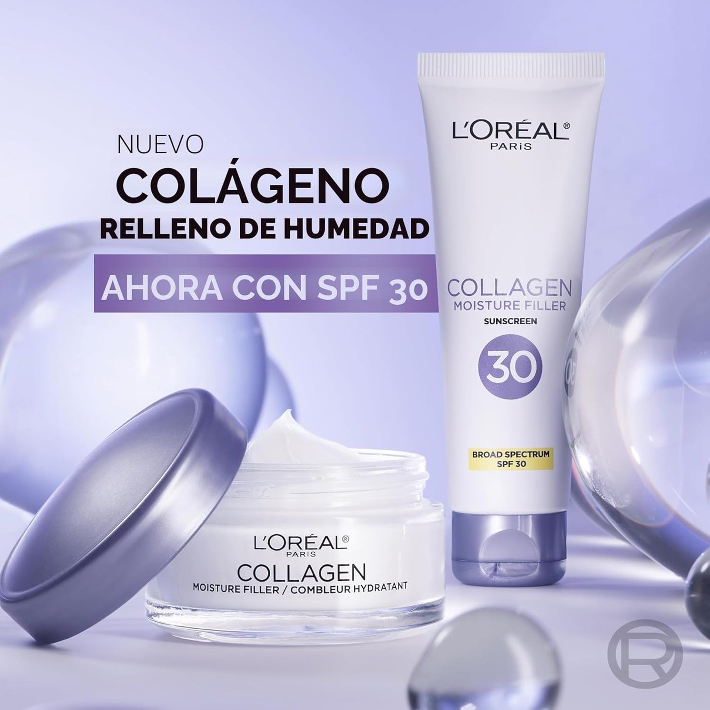 L'Oreal Paris Hidratante facial diario de colágeno, crema facial antienvejecimiento para reducir las arrugas y proporcionar una hidratación intensa, 1.7 onzas