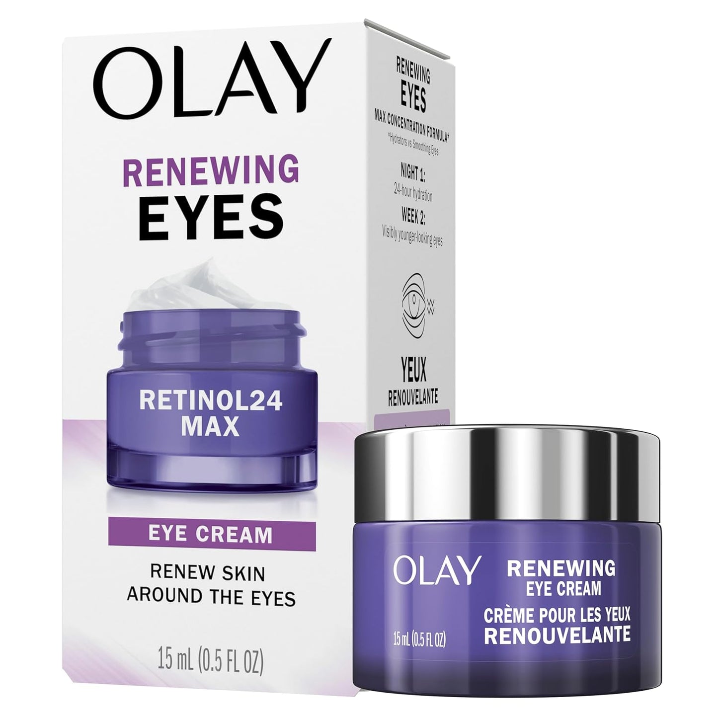 Olay Retinol 24 MAX Crema de Ojos Nocturnos, 0.5 oz