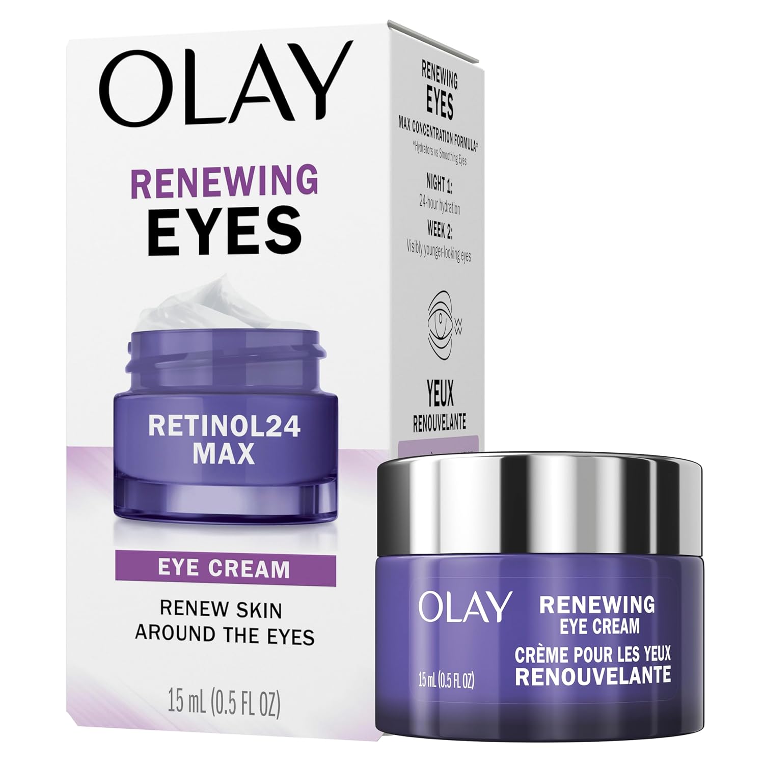 Olay Retinol 24 MAX Crema de Ojos Nocturnos, 0.5 oz