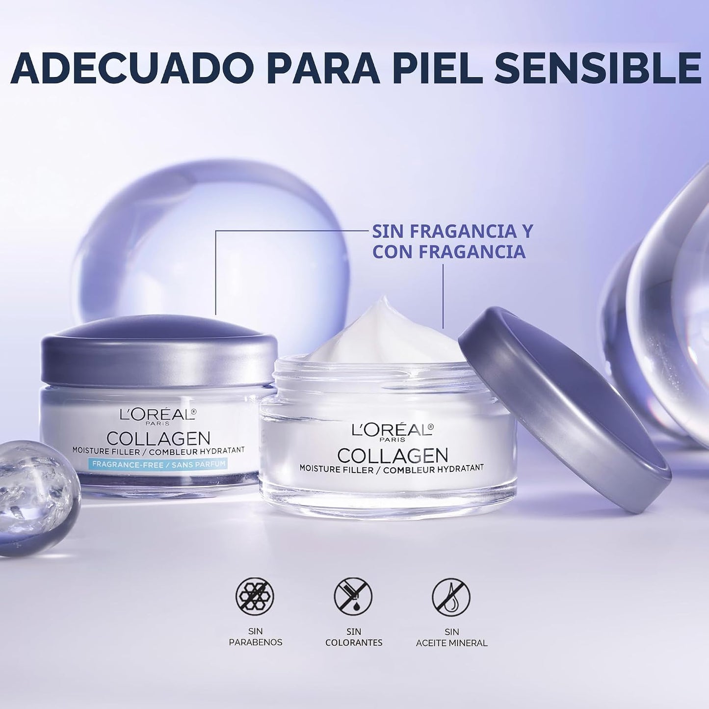 L'Oreal Paris Hidratante facial diario de colágeno, crema facial antienvejecimiento para reducir las arrugas y proporcionar una hidratación intensa, 1.7 onzas
