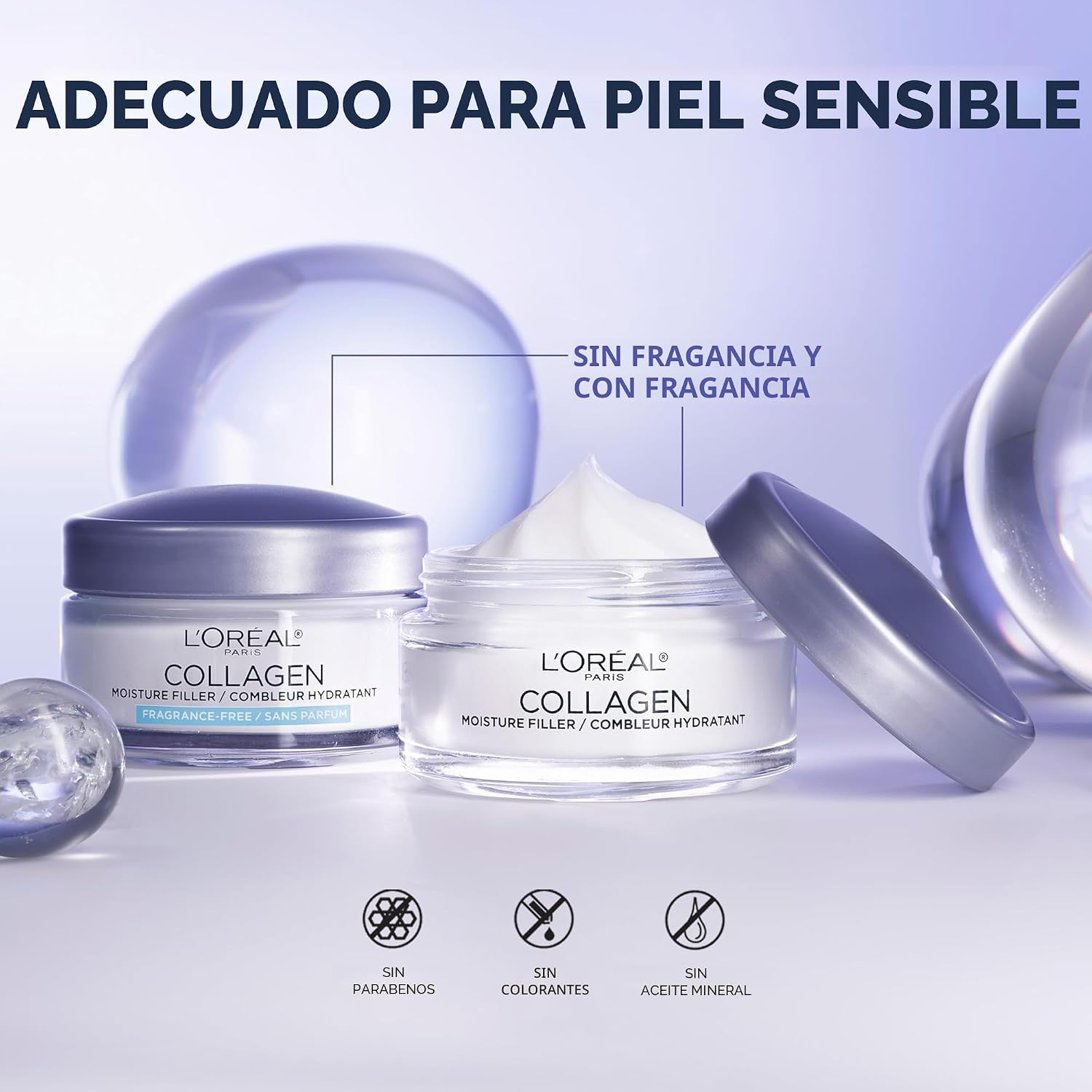 L'Oreal Paris Hidratante facial diario de colágeno, crema facial antienvejecimiento para reducir las arrugas y proporcionar una hidratación intensa, 1.7 onzas