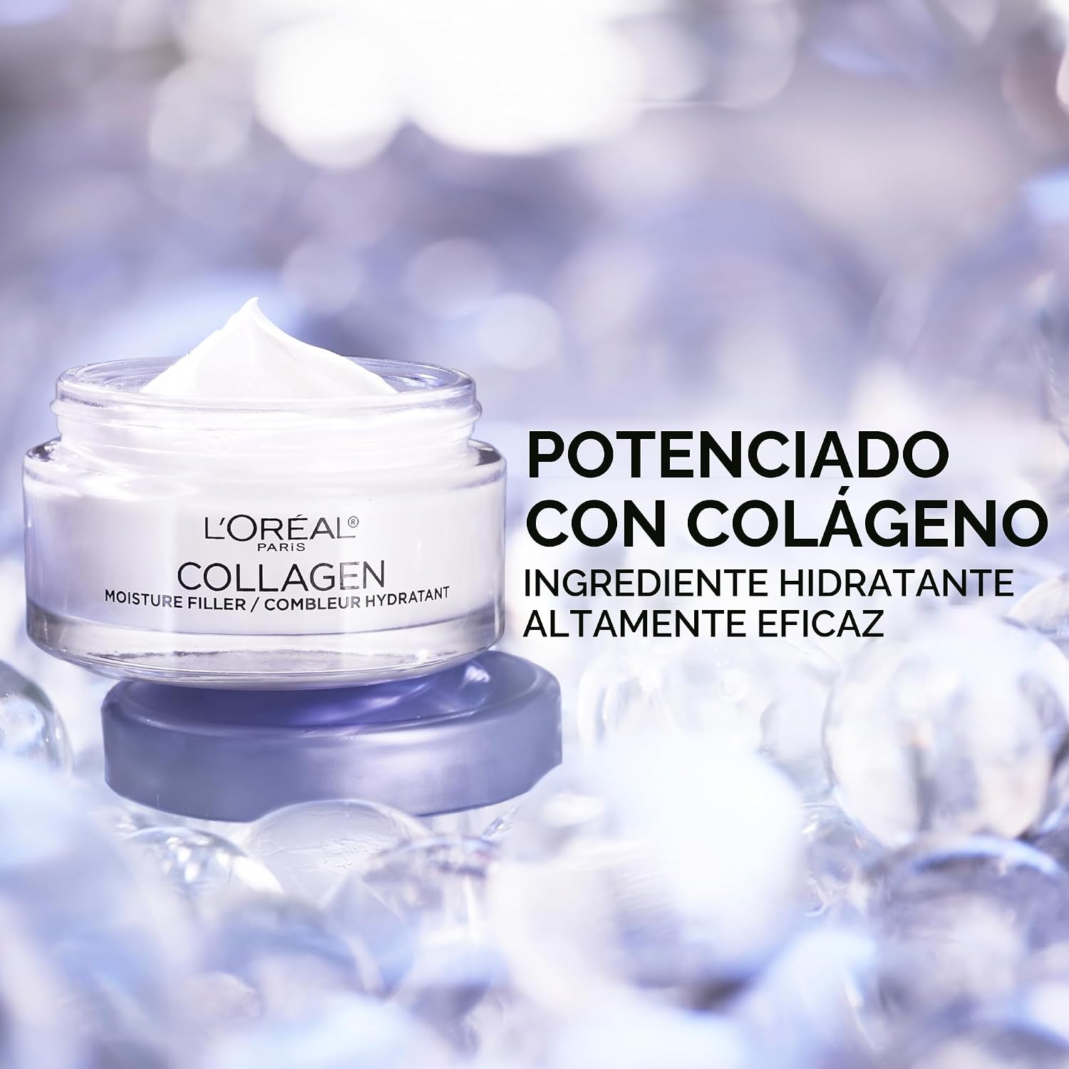 L'Oreal Paris Hidratante facial diario de colágeno, crema facial antienvejecimiento para reducir las arrugas y proporcionar una hidratación intensa, 1.7 onzas