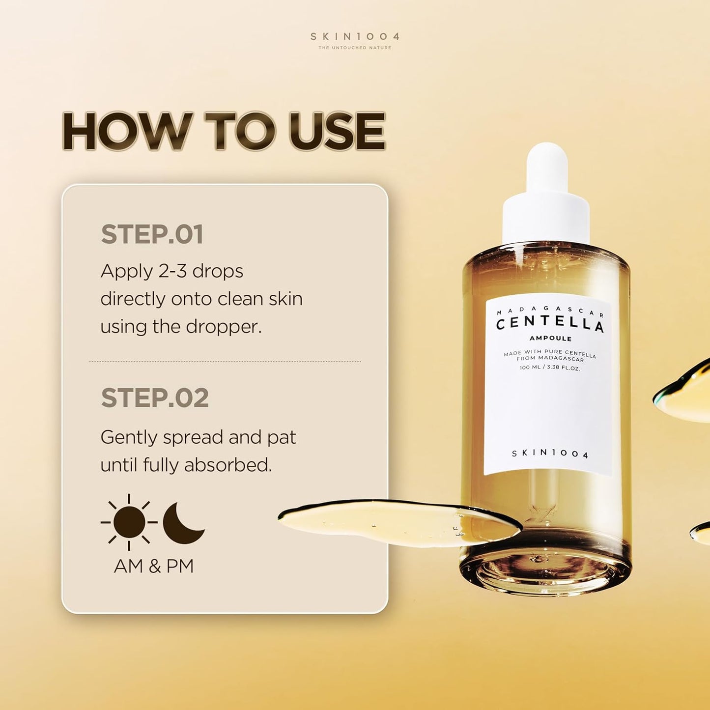 SKIN1004 Madagascar Centella Ampoule 100ml, 3.38 fl.oz, suero facial coreano con Centella Asiática, cuidado hidratante y humectante, suero facial calmante para el equilibrio y brillo de la piel