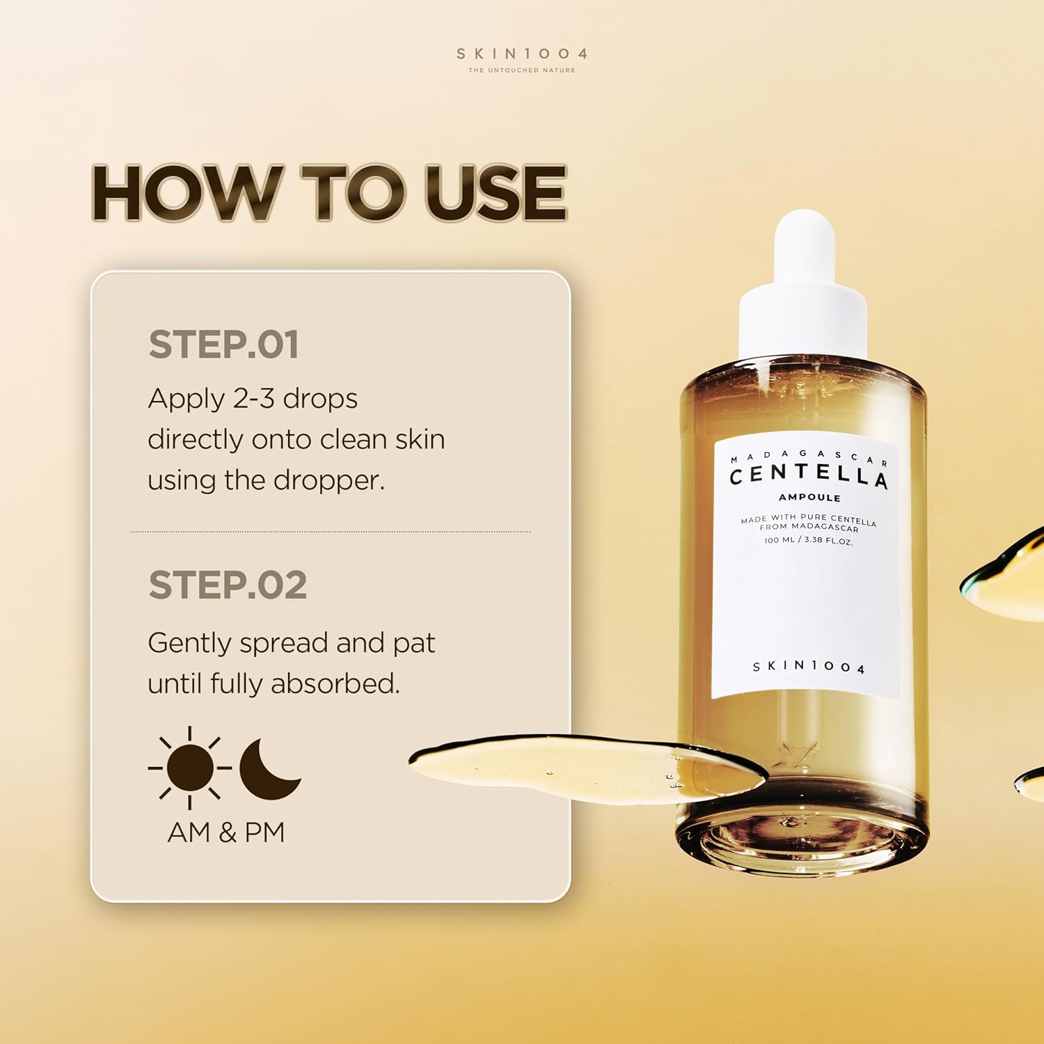 SKIN1004 Madagascar Centella Ampoule 100ml, 3.38 fl.oz, suero facial coreano con Centella Asiática, cuidado hidratante y humectante, suero facial calmante para el equilibrio y brillo de la piel