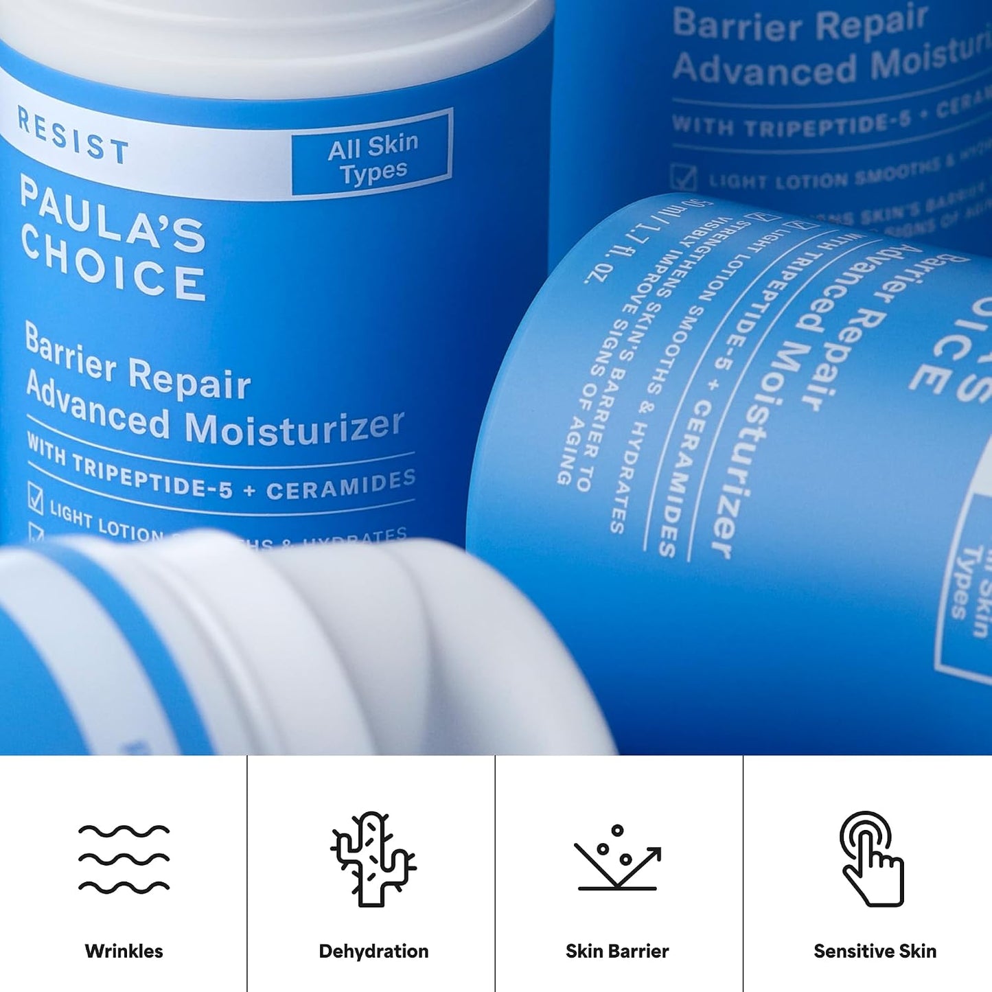 Paula's Choice RESIST Barrier Repair - Hidratante facial avanzado con ceramidas, péptidos, crema facial de hidratación profunda para arrugas, antienvejecimiento para todo tipo de piel, sin fragancia
