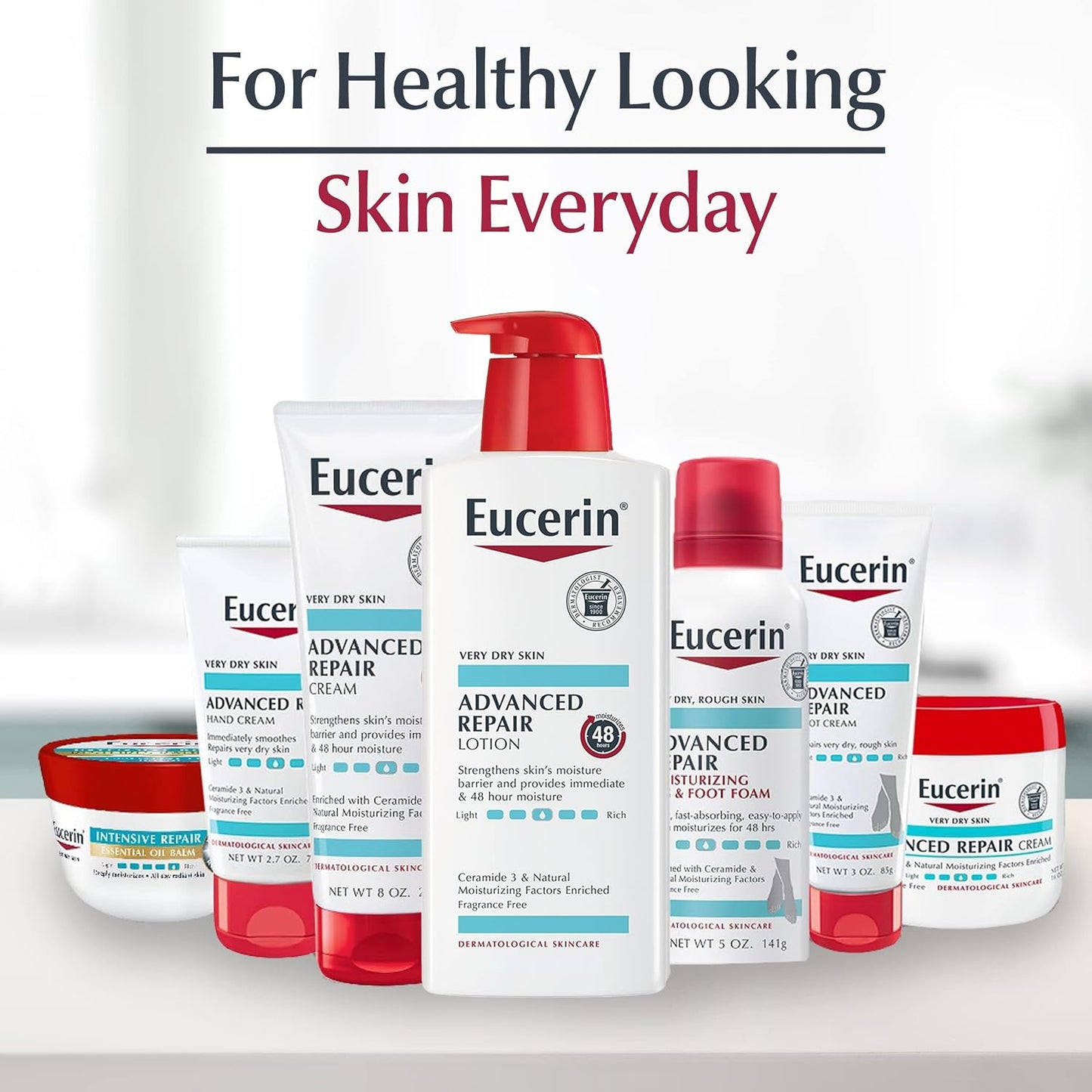 Eucerin Loción Nocturna Perfumada de Reparación Avanzada, Loción Corporal Hidratante de 48 Horas para Piel Seca con un Aroma Calmante Hipoalergénico, Sin Parabenos, Botella de 13.5 Fl Oz