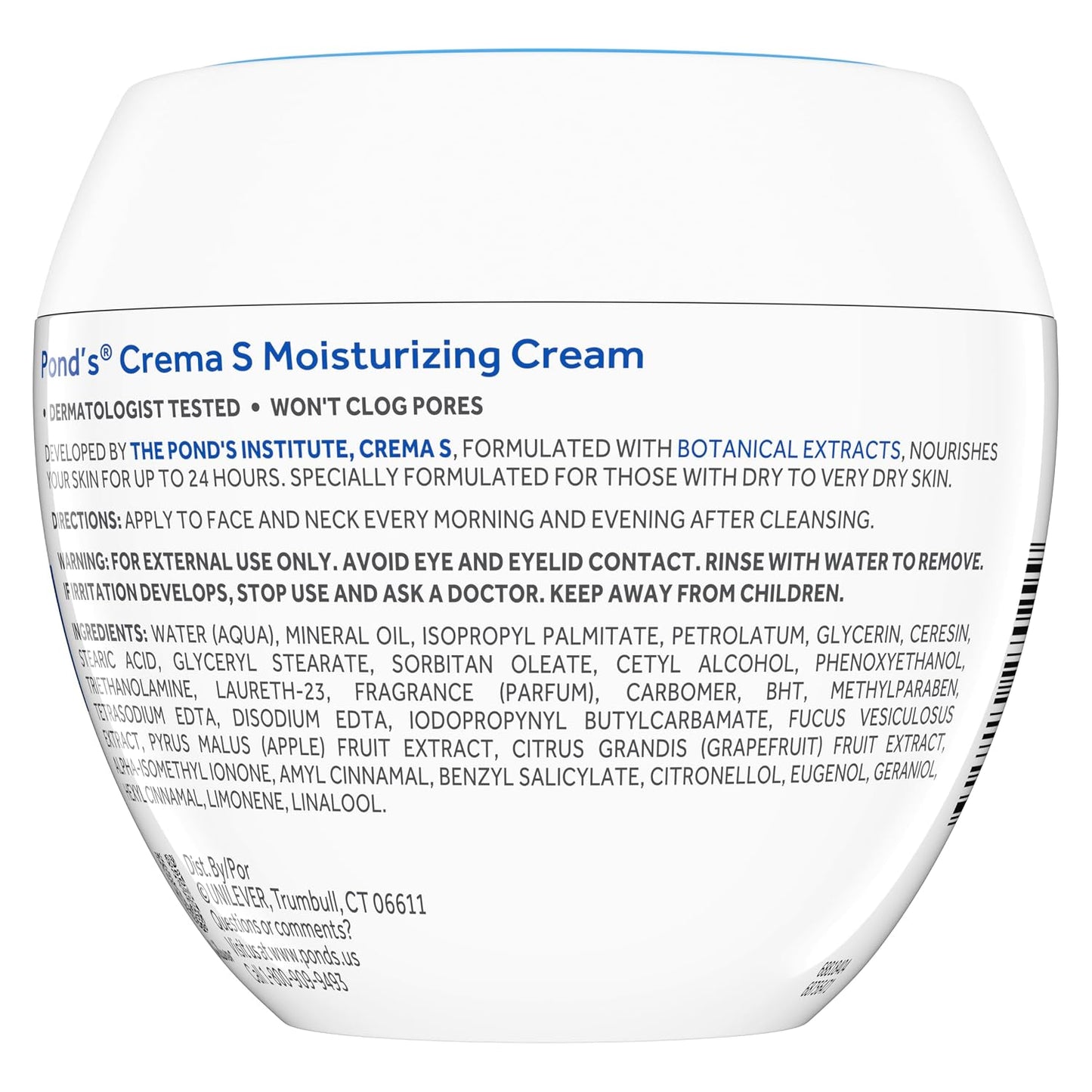 Pond's Crema Hidratante Nutritiva, Crema S, Sin Fragancia, Marfil, 14.1 Oz