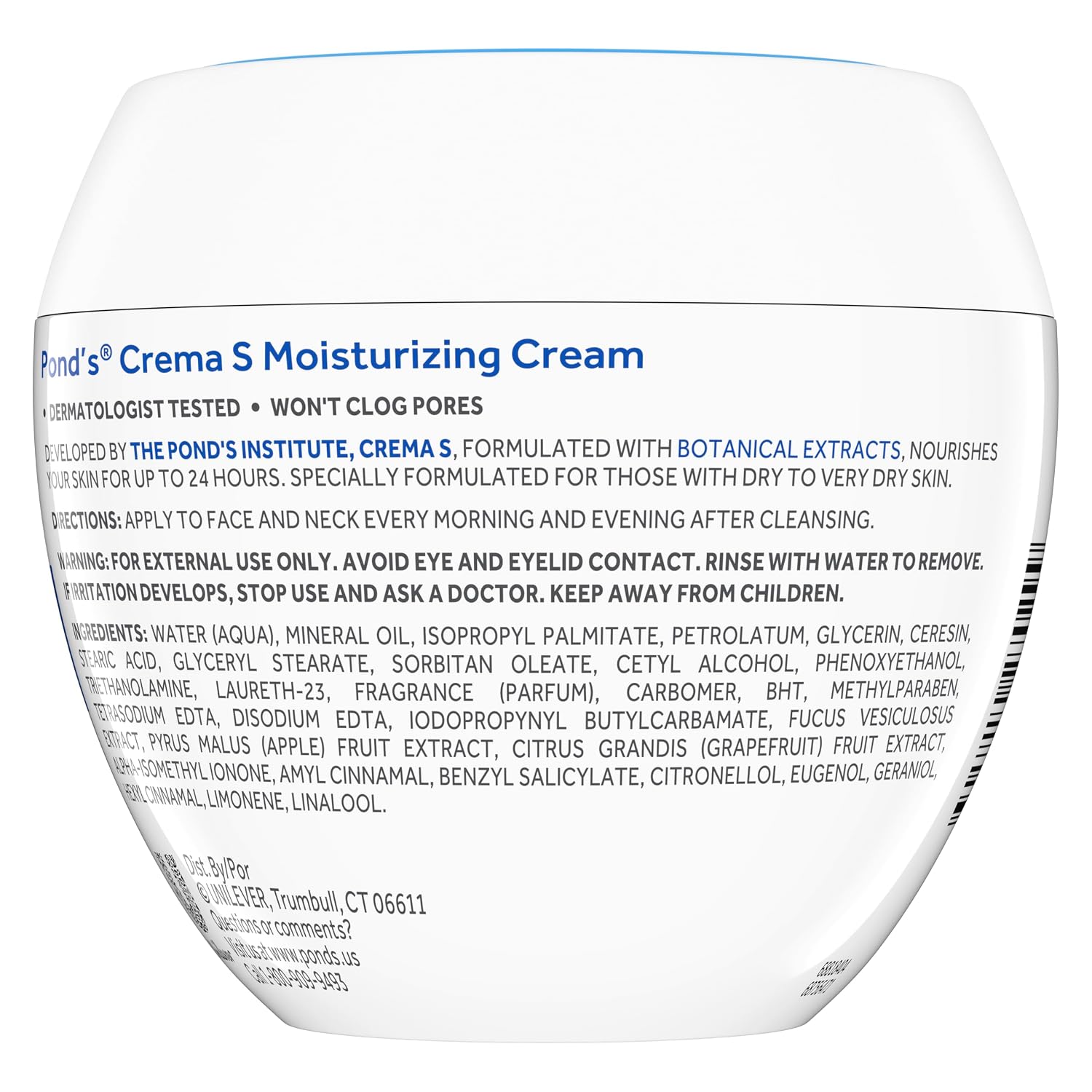 Pond's Crema Hidratante Nutritiva, Crema S, Sin Fragancia, Marfil, 14.1 Oz