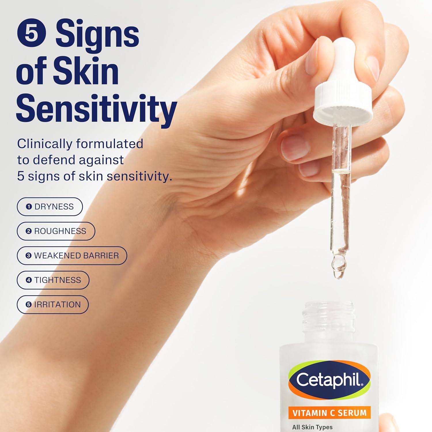Cetaphil Suero de vitamina C, reduce visiblemente el aspecto de las manchas oscuras y la hiperpigmentación, formulado con niacinamida, diseñado para pieles sensibles, sin fragancia, probado por