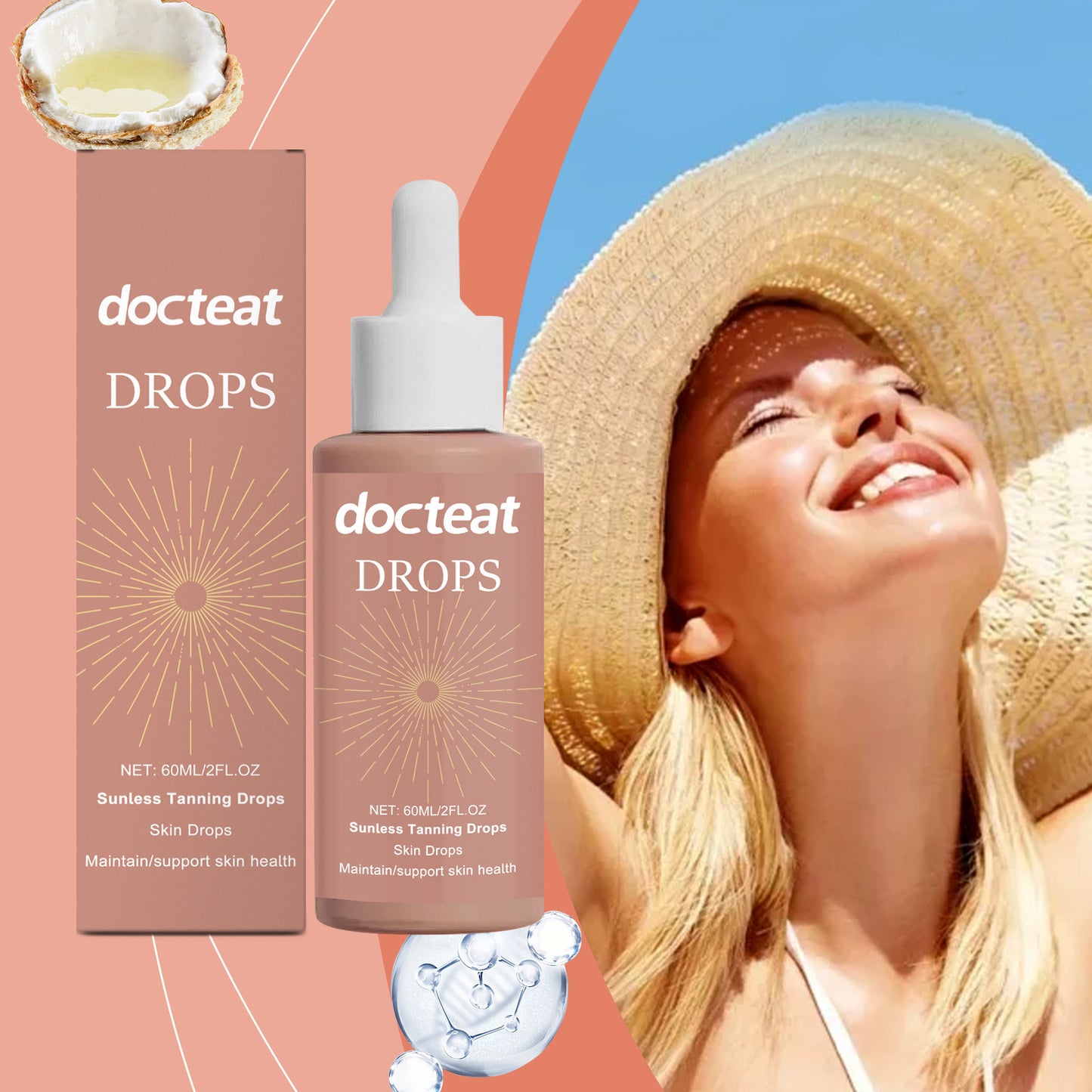 Docteat Herbal Skin Brightening Supplement Drops - Body Skin Care, Skin Brightening and Moisturizing Supplement Drops