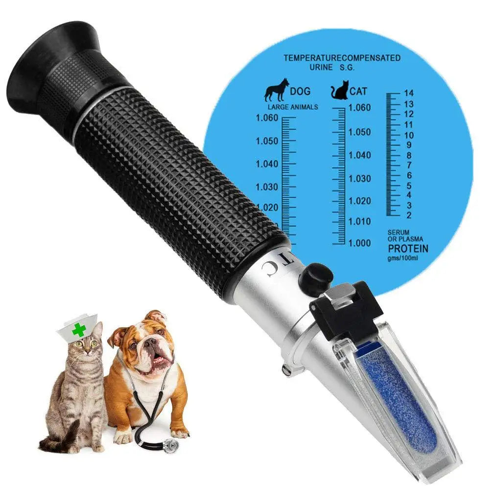Refractómetro de proteínas de suero, hidrómetro de orina para gatos y perros, detector de animales portátil, contenido del probador de refractómetro