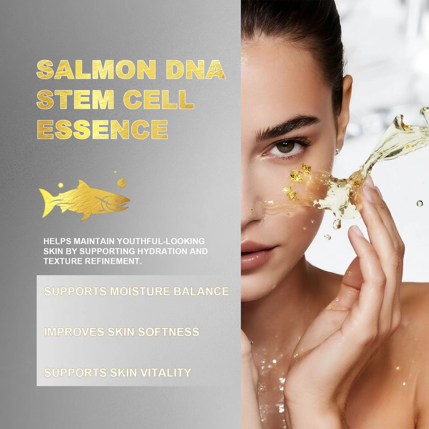 Ampolla de ADN de Salmón, Suero de Células Madre de Salmón con PDRN, Infundido con Niacinamida, Ampolla para Hidratación Profunda y Luminosidad, 1 fl.oz