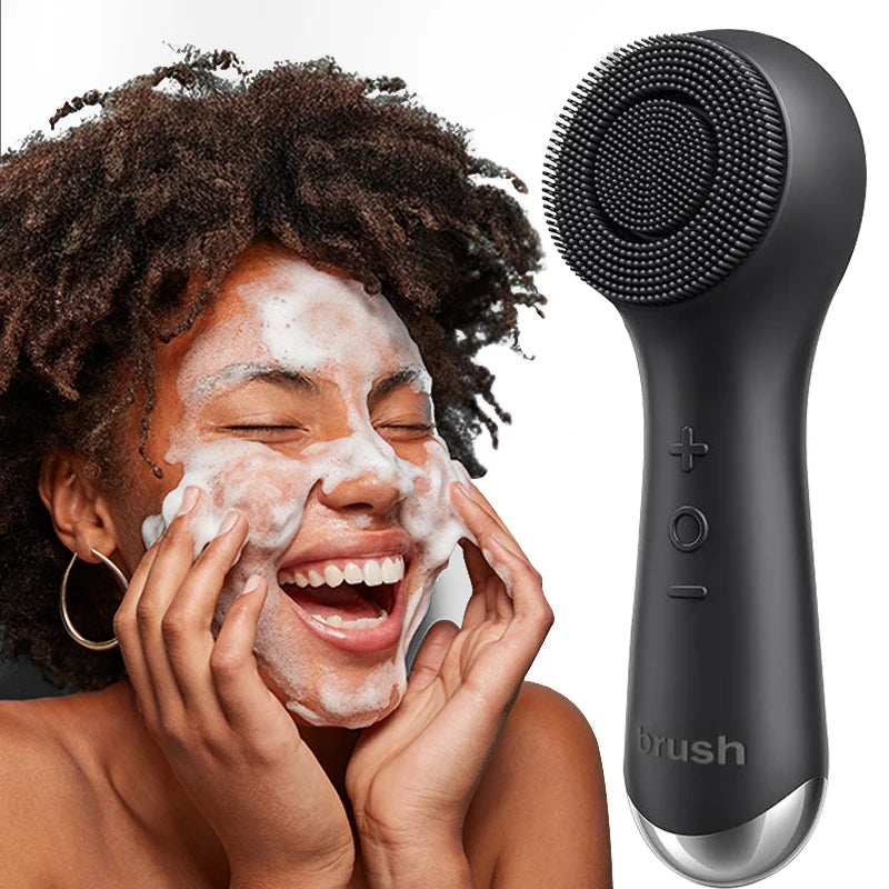 Cepillo de limpieza facial de silicona con modos de rotación y vibración duales, masaje por vibración facial, cepillo facial con carga USB