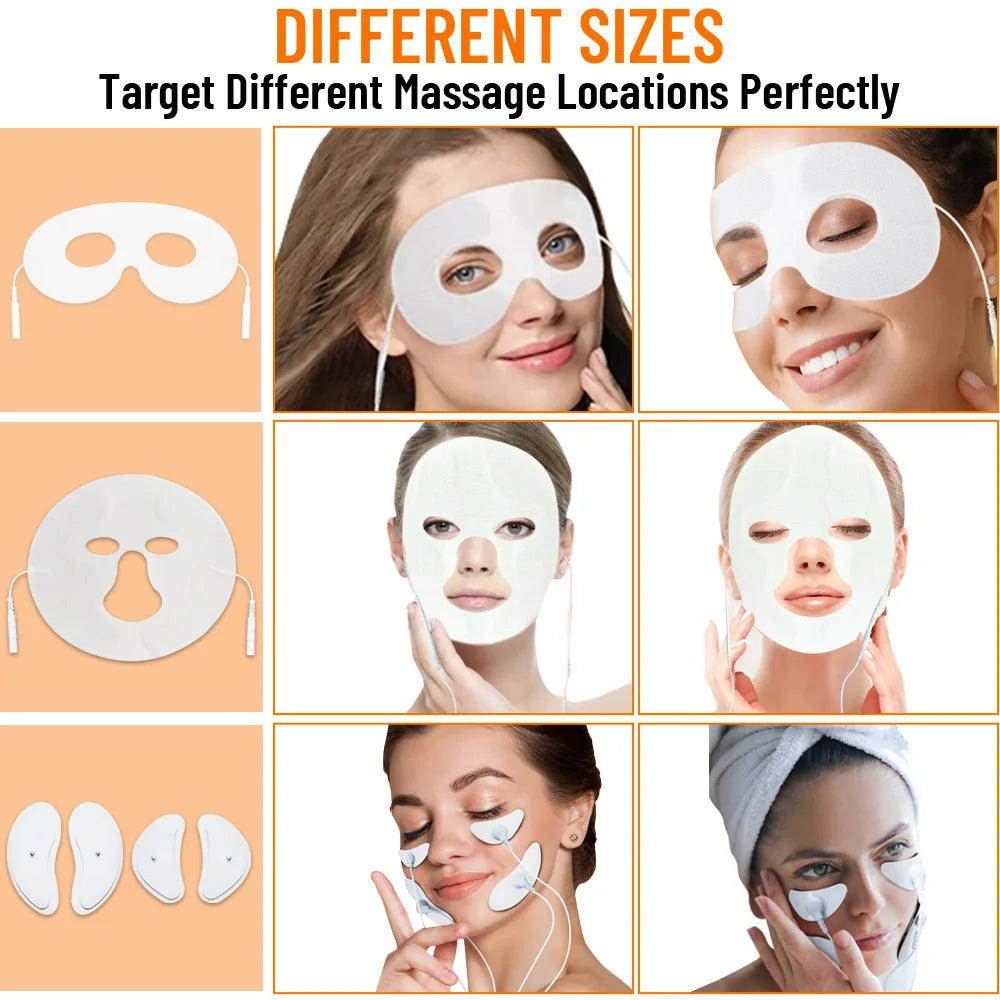 Professional EMS Microcurrent Facial Massager High-Frequency Therapy - Reusable Electrode Pads for Home Beauty