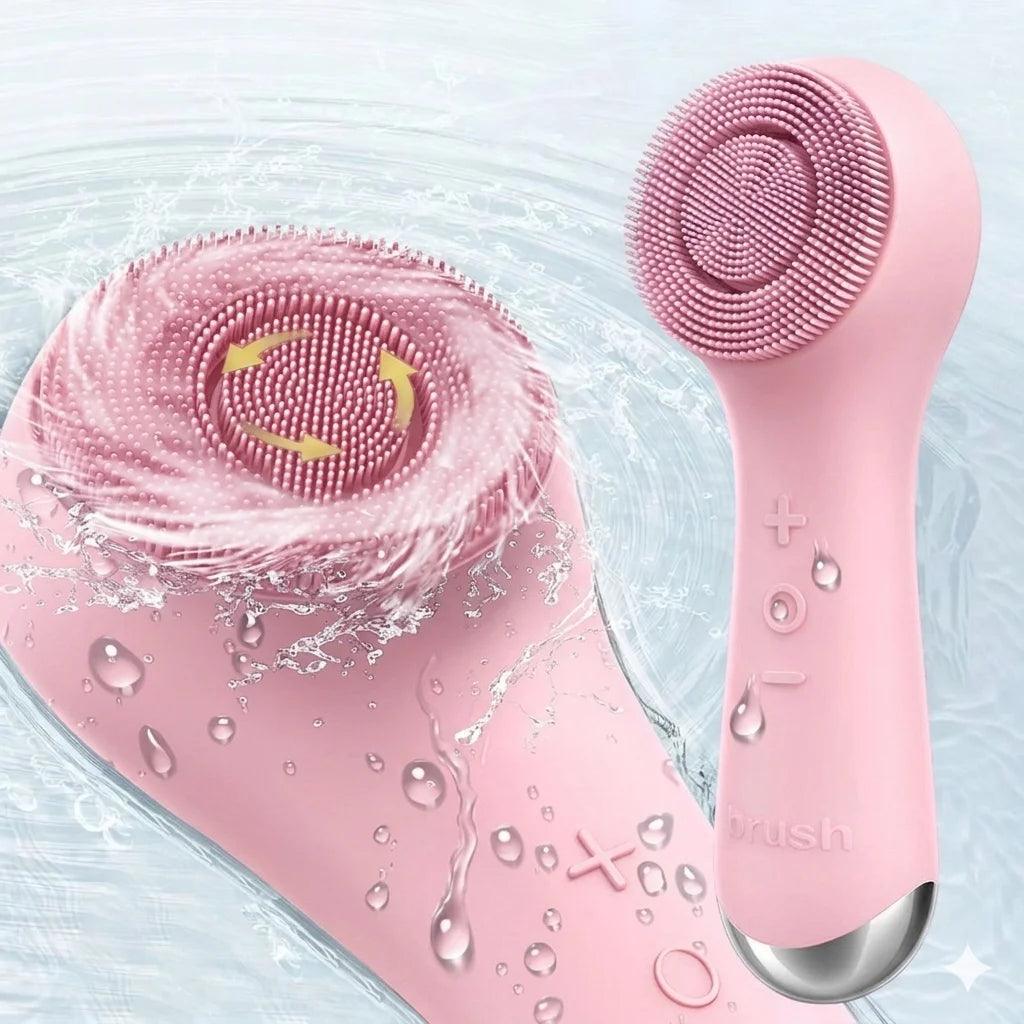 Cepillo de limpieza facial de silicona con modos de rotación y vibración duales, masaje por vibración facial, cepillo facial con carga USB