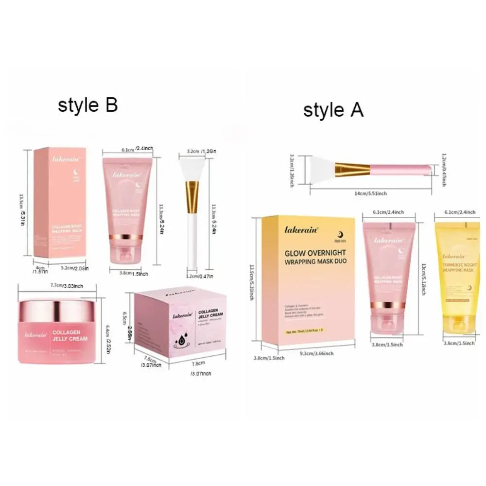 Mascarilla facial hidratante para envolver, cara suave con cepillo, mascarilla de colágeno hidrolizado que reduce la opacidad y reduce la flacidez