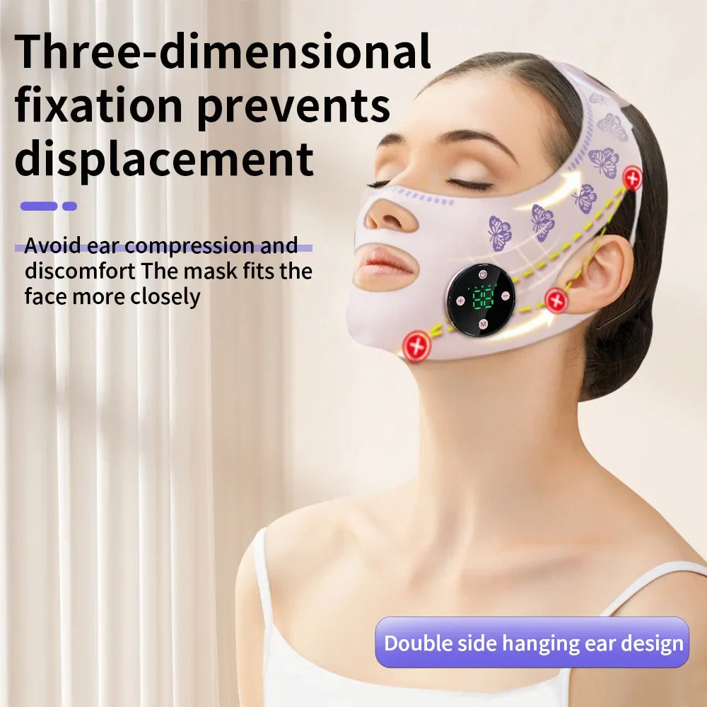 Mascarilla fina EMS para masaje de cabeza, relajación Facial, carga USB, correa adelgazante Facial, levantamiento Facial, Reduce la barbilla doble, levantamiento de mejillas y cara