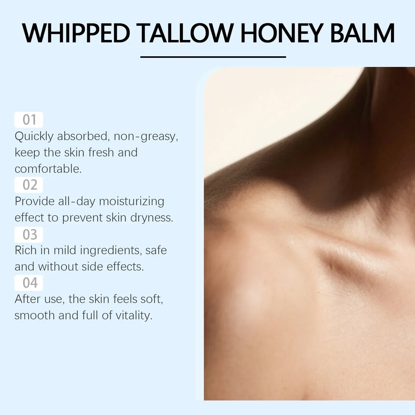 Blue Balm Moisturizer with GHK-Cu Copper Peptides & Beef Tallow: Manuka Honey Care for Mature Dry Skin
