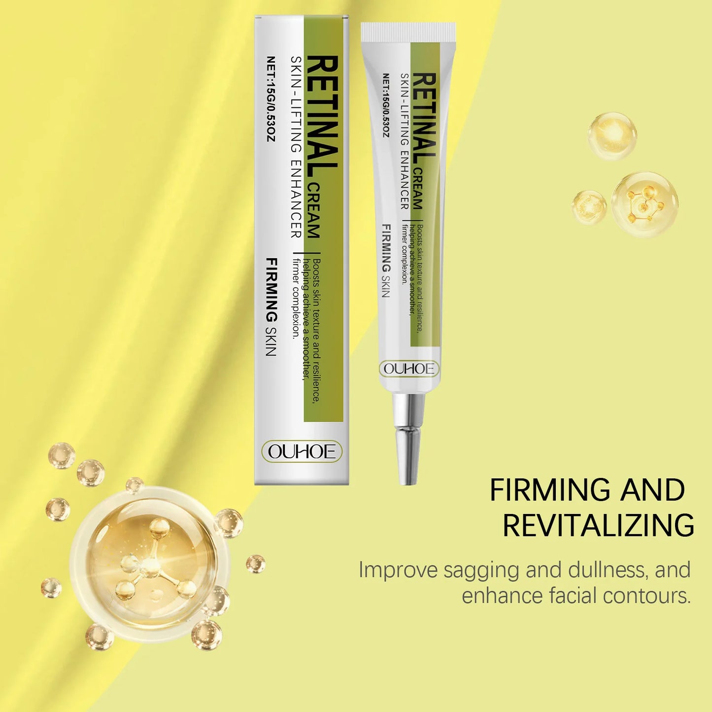 Crema reafirmante iluminadora con Retinol, reafirmante, antiarrugas, mejora la opacidad, enrojecimiento, flacidez, línea fina, hidrata, nutre la piel