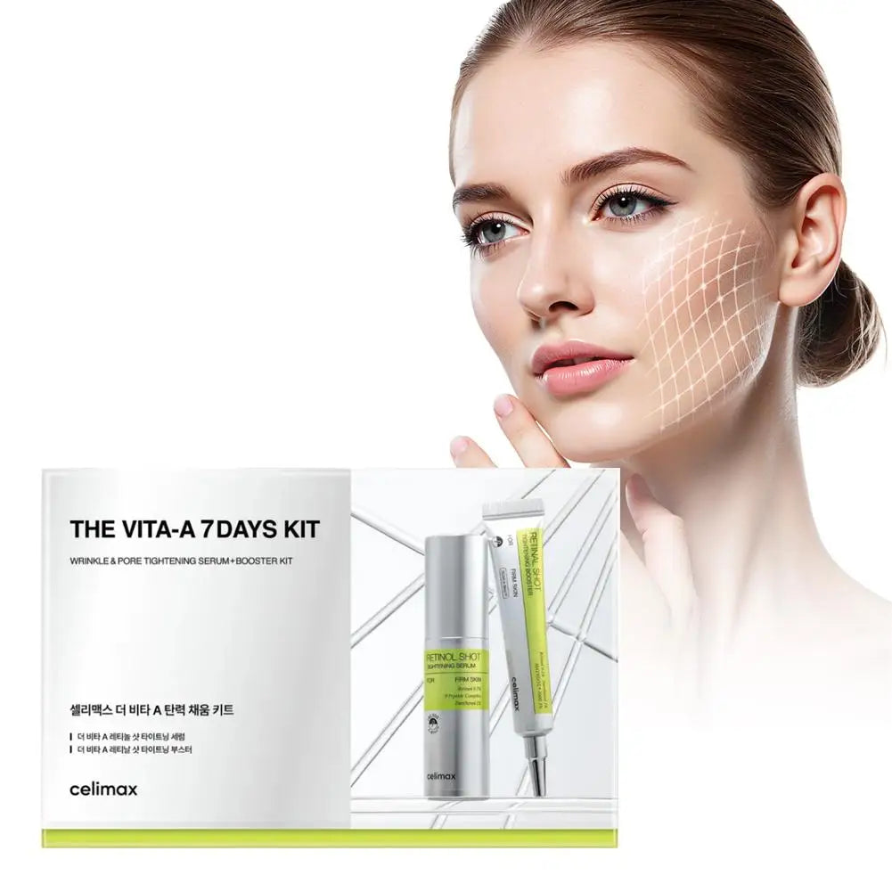 Kit de Viaje Coreano con Retinol de 7 Días, Esencia Reafirmante Antiarrugas, Reduce las Líneas Finas de Expresión, Hidratante, Mejora la Elasticidad de la Piel, Cuidado de la Piel