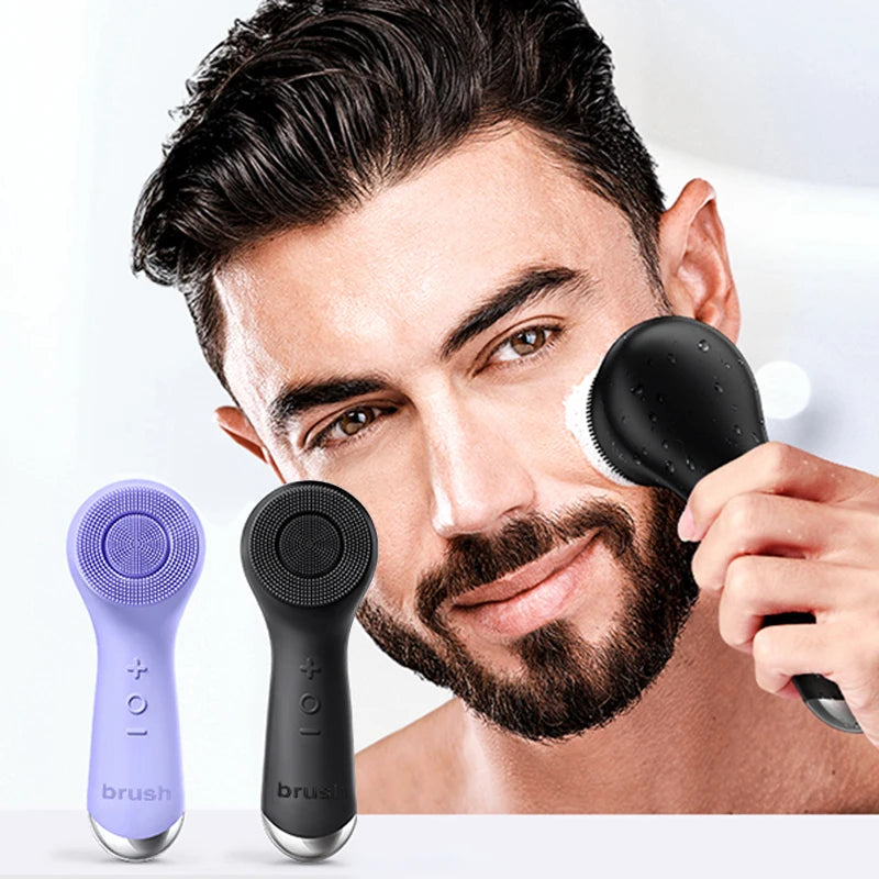 Cepillo de limpieza facial de silicona con modos de rotación y vibración duales, masaje por vibración facial, cepillo facial con carga USB