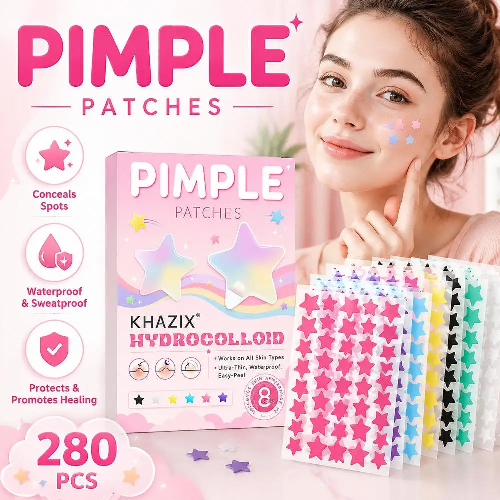 280pcs Hydrocolloid Pimple Patches Colorful Star Facial Acne Patches Invisible Ultra-thin Pimples Cover Patches Daily SkinCare