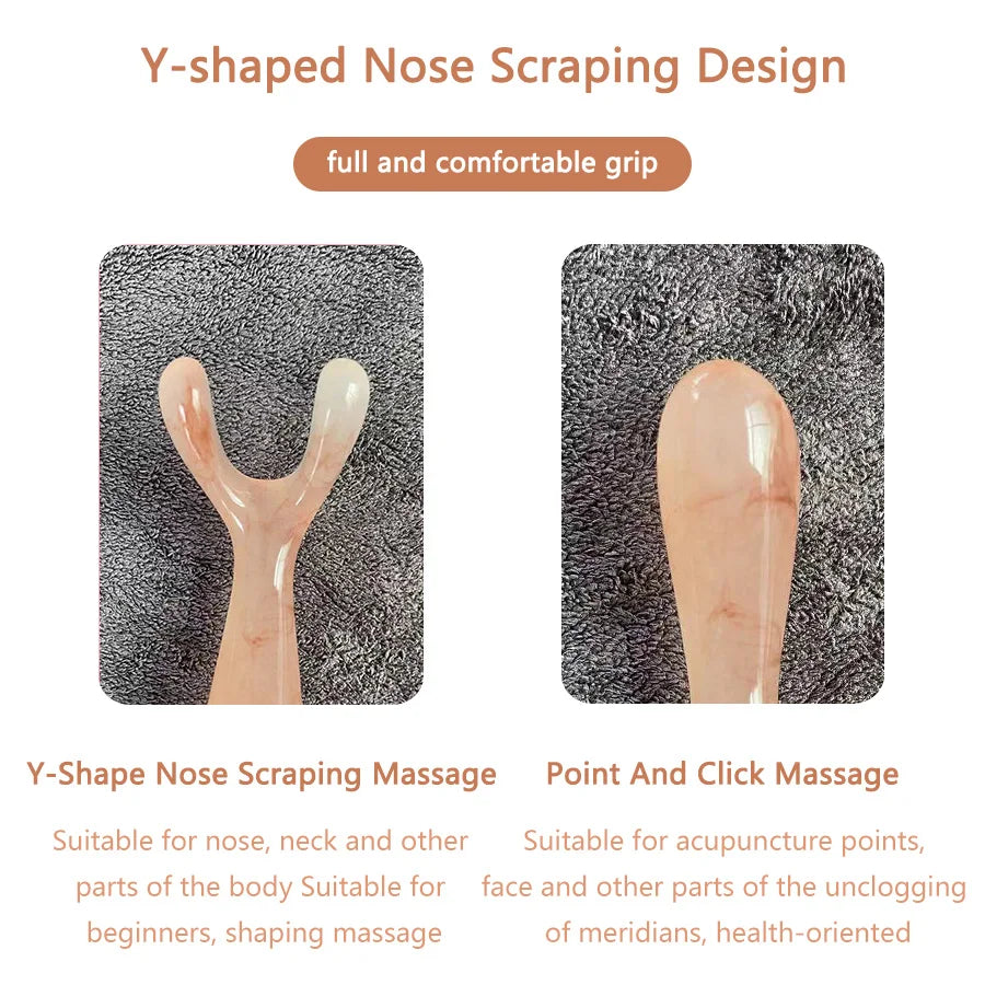 Masaje de raspado de estiramiento facial de resina, masaje de estiramiento de nariz, horquilla en forma de Y, masaje Guasha, Reduce la hinchazón, punto de disparo, masaje de nariz