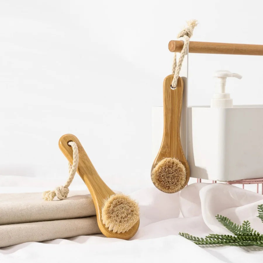 Cepillo de limpieza facial, cepillo facial de madera para exfoliar y limpiar los poros, revelar la piel suave y radiante