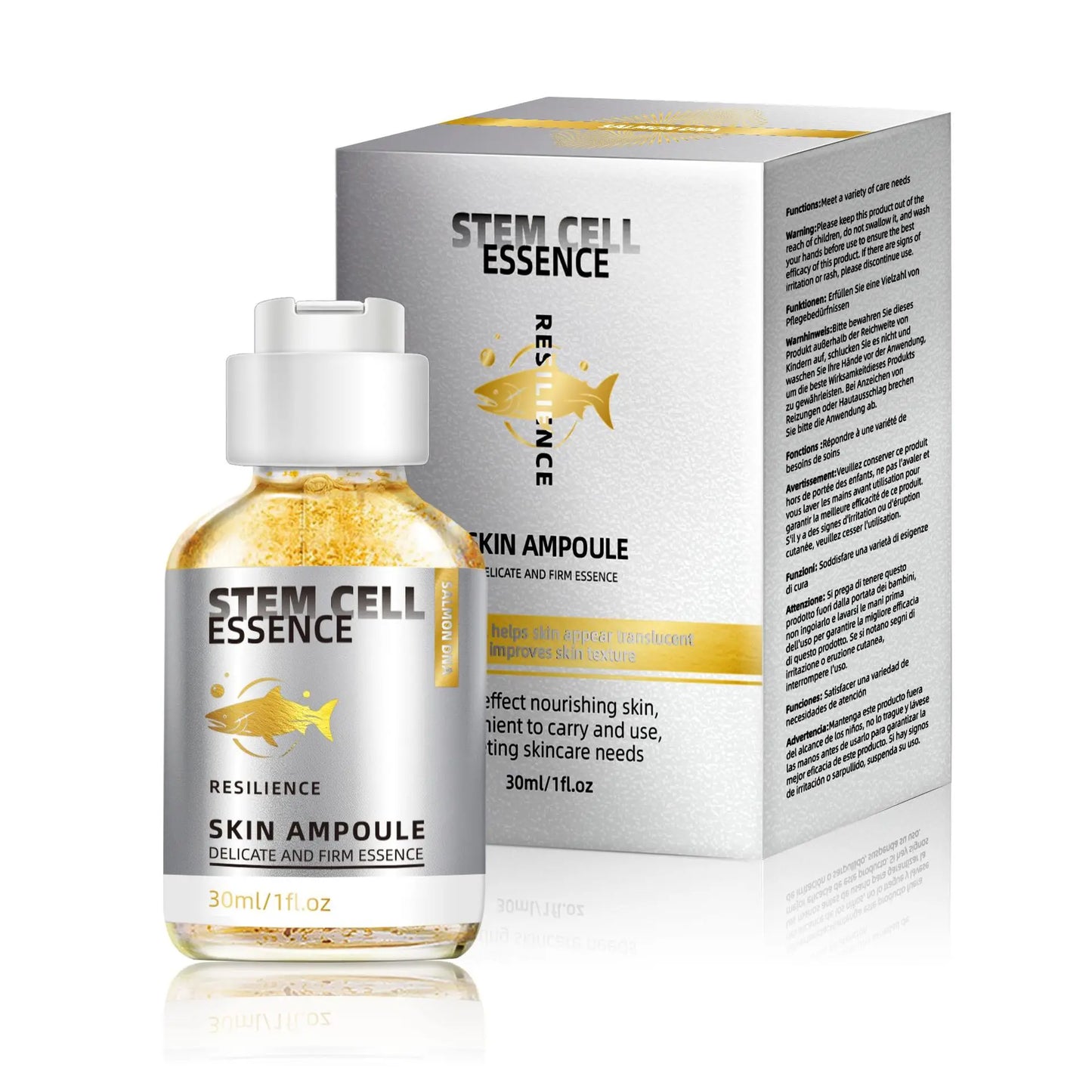 Ampolla de ADN de Salmón, Suero de Células Madre de Salmón con PDRN, Infundido con Niacinamida, Ampolla para Hidratación Profunda y Luminosidad, 1 fl.oz