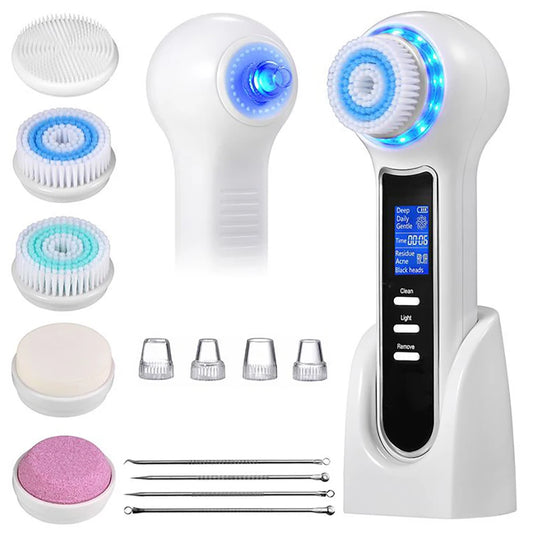 Exfoliante de lavadora facial, cepillo eléctrico giratorio facial para exfoliación, masaje y limpieza profunda