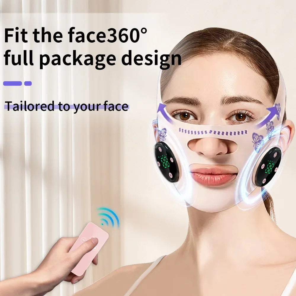 Mascarilla fina EMS para masaje de cabeza, relajación Facial, carga USB, correa adelgazante Facial, levantamiento Facial, Reduce la barbilla doble, levantamiento de mejillas y cara