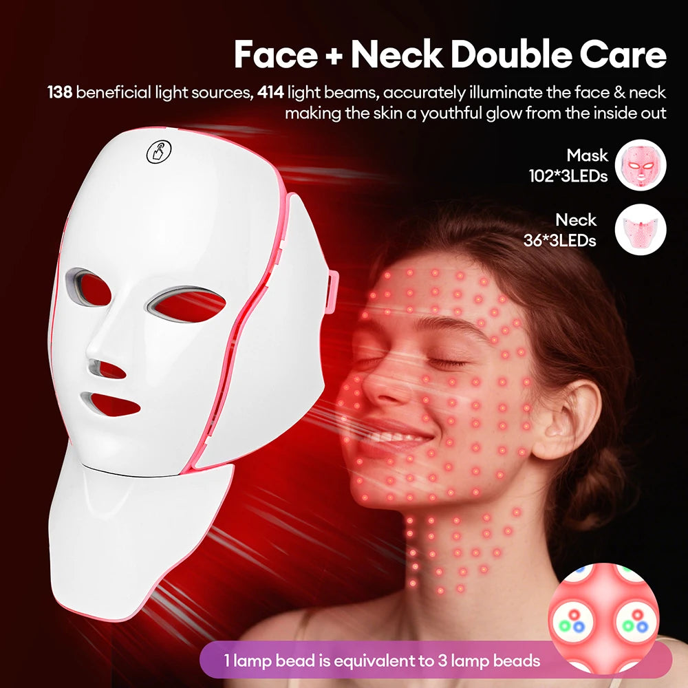 Máscara LED Facial y Cuello 7 Colores