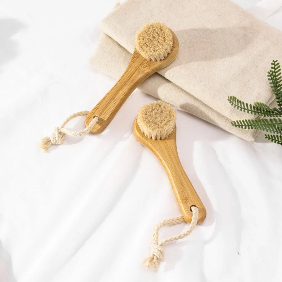 Cepillo de limpieza facial, cepillo facial de madera para exfoliar y limpiar los poros, revelar la piel suave y radiante