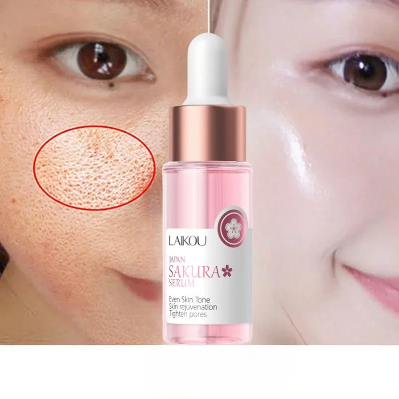 Sérum facial blanqueador con extracto de flor de cerezo (sakura), antiedad, que reduce las líneas de expresión, minimiza los poros, mejora la pigmentación por melanina y la piel opaca. Hidrata e ilumina tu piel.