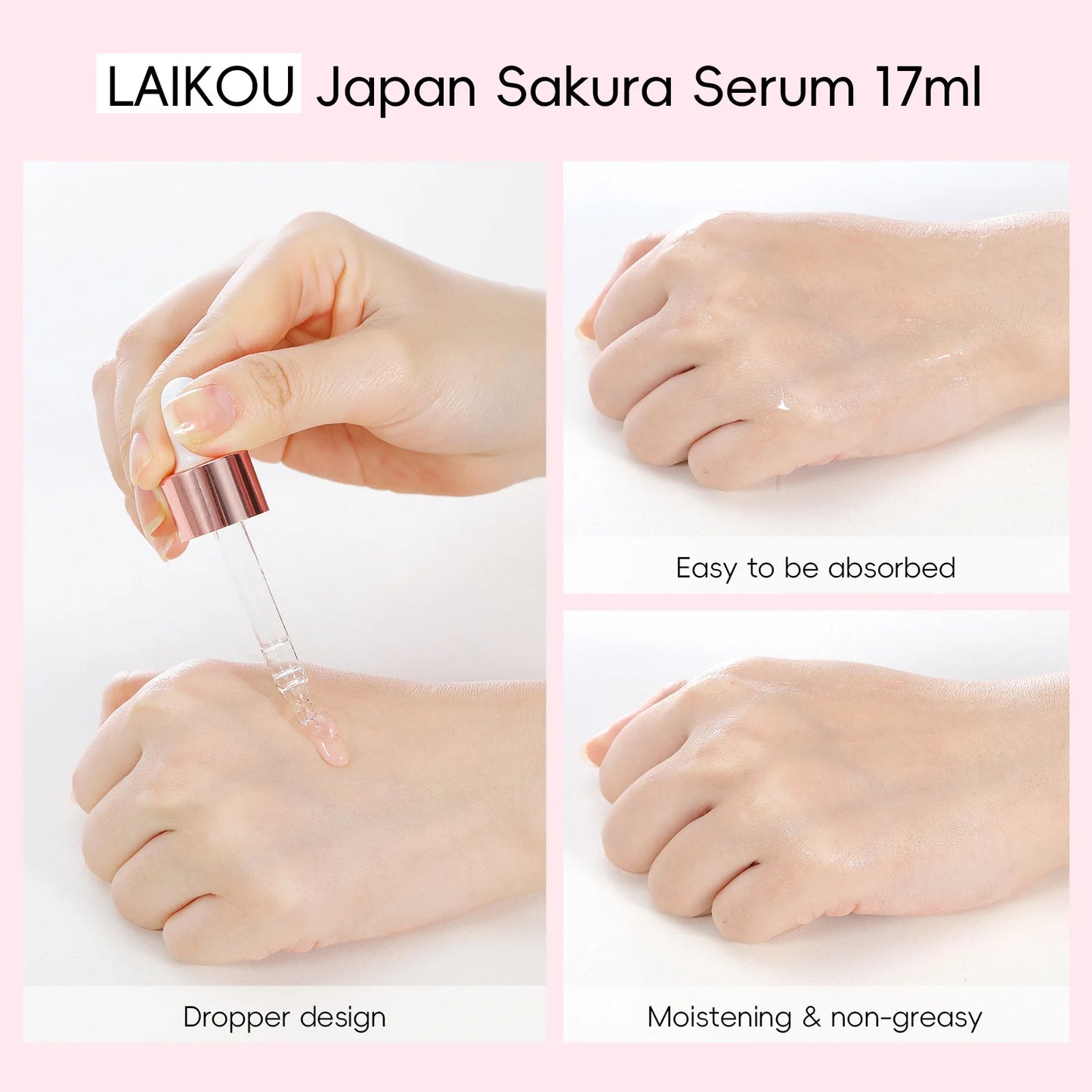 Suero de extracto de Sakura japonés, 17ml, minimiza los poros, ilumina la piel, cuidado hidratante, potenciador de brillo, efecto duradero