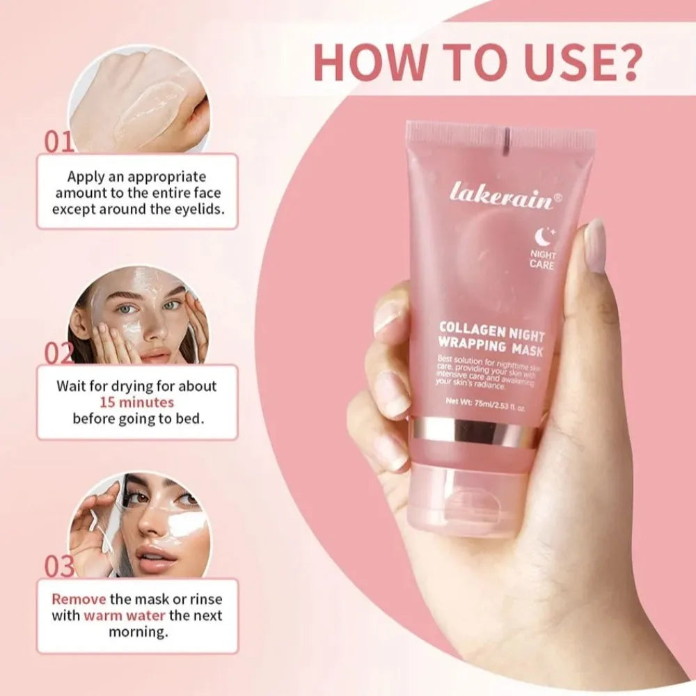 Mascarilla facial hidratante para envolver, cara suave con cepillo, mascarilla de colágeno hidrolizado que reduce la opacidad y reduce la flacidez
