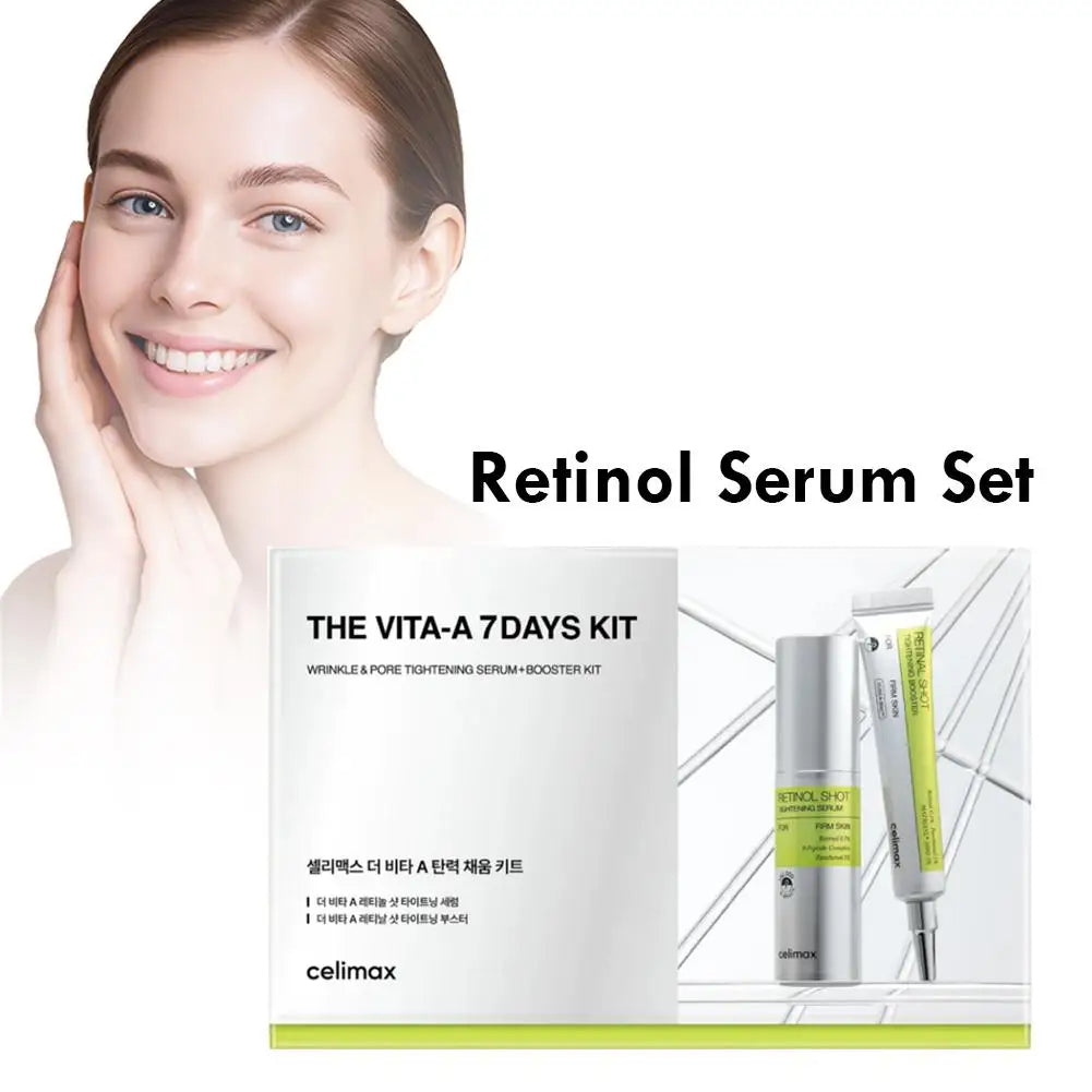 Kit de Viaje Coreano con Retinol de 7 Días, Esencia Reafirmante Antiarrugas, Reduce las Líneas Finas de Expresión, Hidratante, Mejora la Elasticidad de la Piel, Cuidado de la Piel