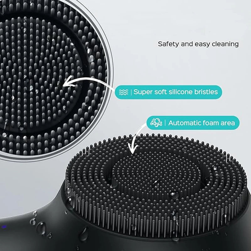 Cepillo de limpieza facial de silicona con modos de rotación y vibración duales, masaje por vibración facial, cepillo facial con carga USB