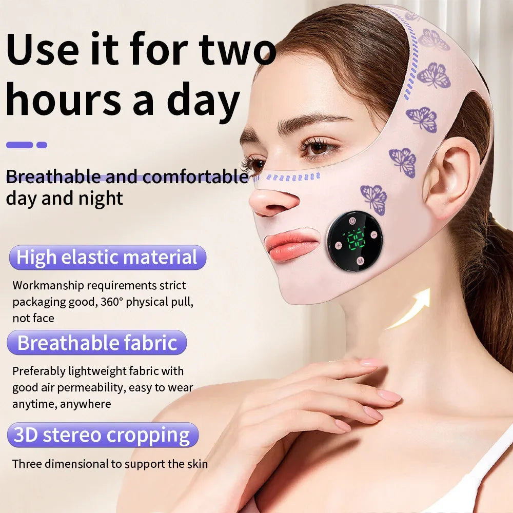 Mascarilla fina EMS para masaje de cabeza, relajación Facial, carga USB, correa adelgazante Facial, levantamiento Facial, Reduce la barbilla doble, levantamiento de mejillas y cara