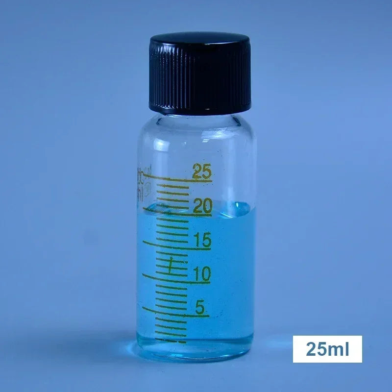 Botella de suero, botella de vidrio para reactivo, botella de muestra, cristalería de laboratorio con escala, capacidad 5/10/15/20/25/50/100/150/200/250/500ml