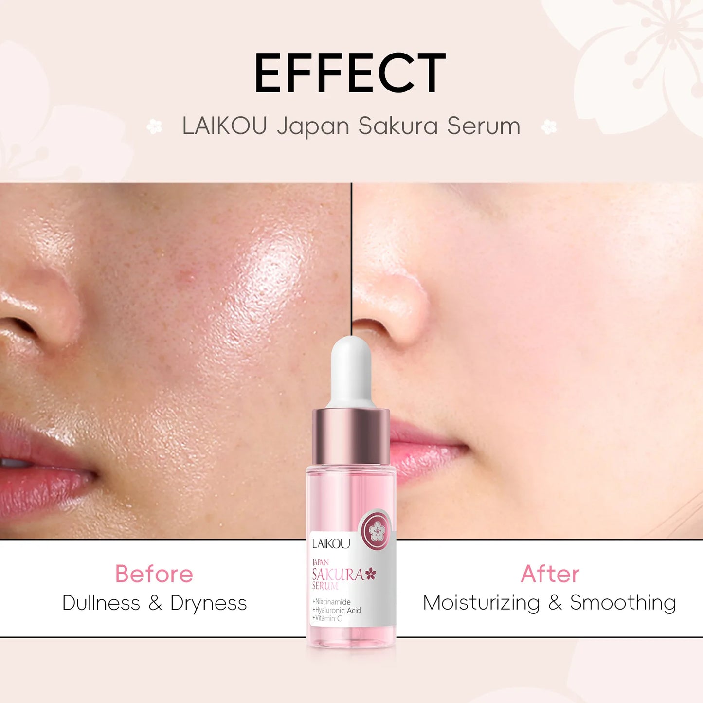 Suero de extracto de Sakura japonés, 17ml, minimiza los poros, ilumina la piel, cuidado hidratante, potenciador de brillo, efecto duradero
