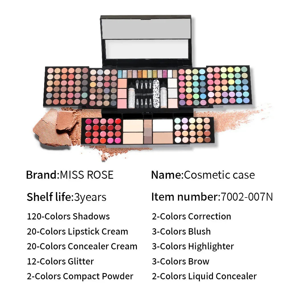 Miss Women Gifts All in One Makeup Kit Full Sets  Eyeshadow Lips Blush Lipstick Concealer Brush Mirror Multi-Functional Make Up