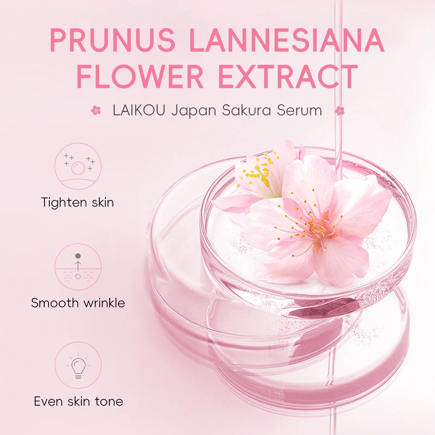 Suero de extracto de Sakura japonés, 17ml, minimiza los poros, ilumina la piel, cuidado hidratante, potenciador de brillo, efecto duradero