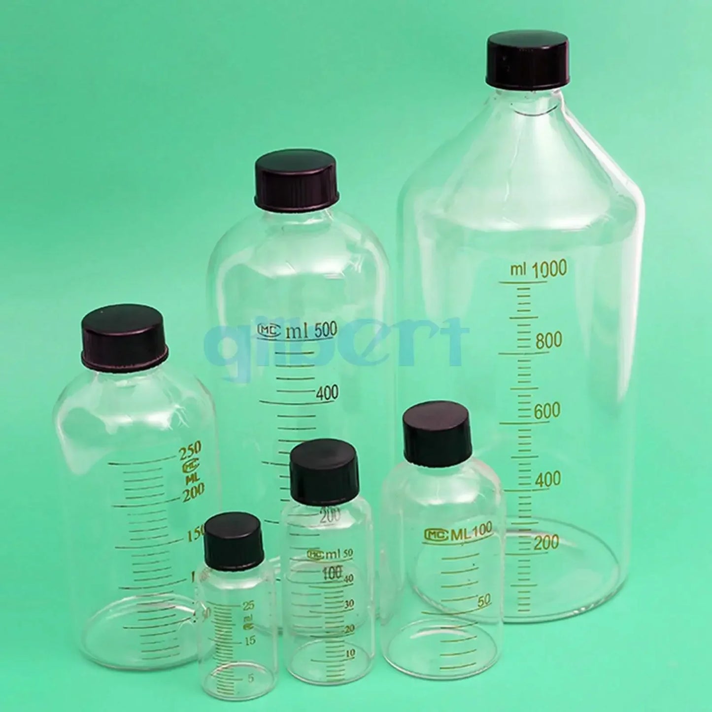 5ml 10ml 15ml 25ml 50ml 100ml 150ml 200ml 250ml 500ml Escala de vidrio de borosilicato Botella de suero Reactivo Botella de muestra Laboratorio